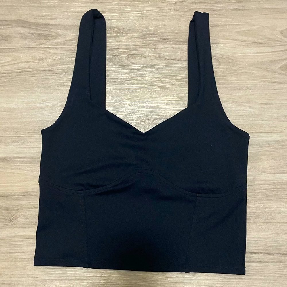 Abercrombie Double-Layered Seamless Fabric Corset Tank, Black, size S